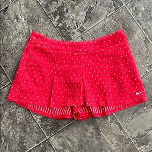 NIKE GOLF Skort Women's Red White Polkadot Side-zip Sporty Athletic Preppy